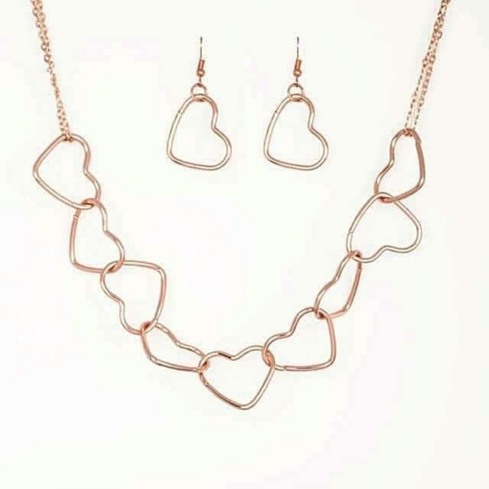 Heart chain necklace and Earring